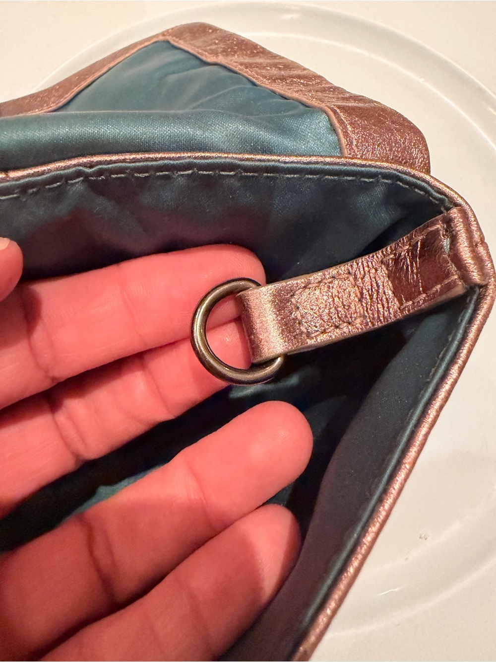 Y2K COACH Kristin Metallic Bronze Leather Flap Wristlet Clutch - Picture 6 of 11